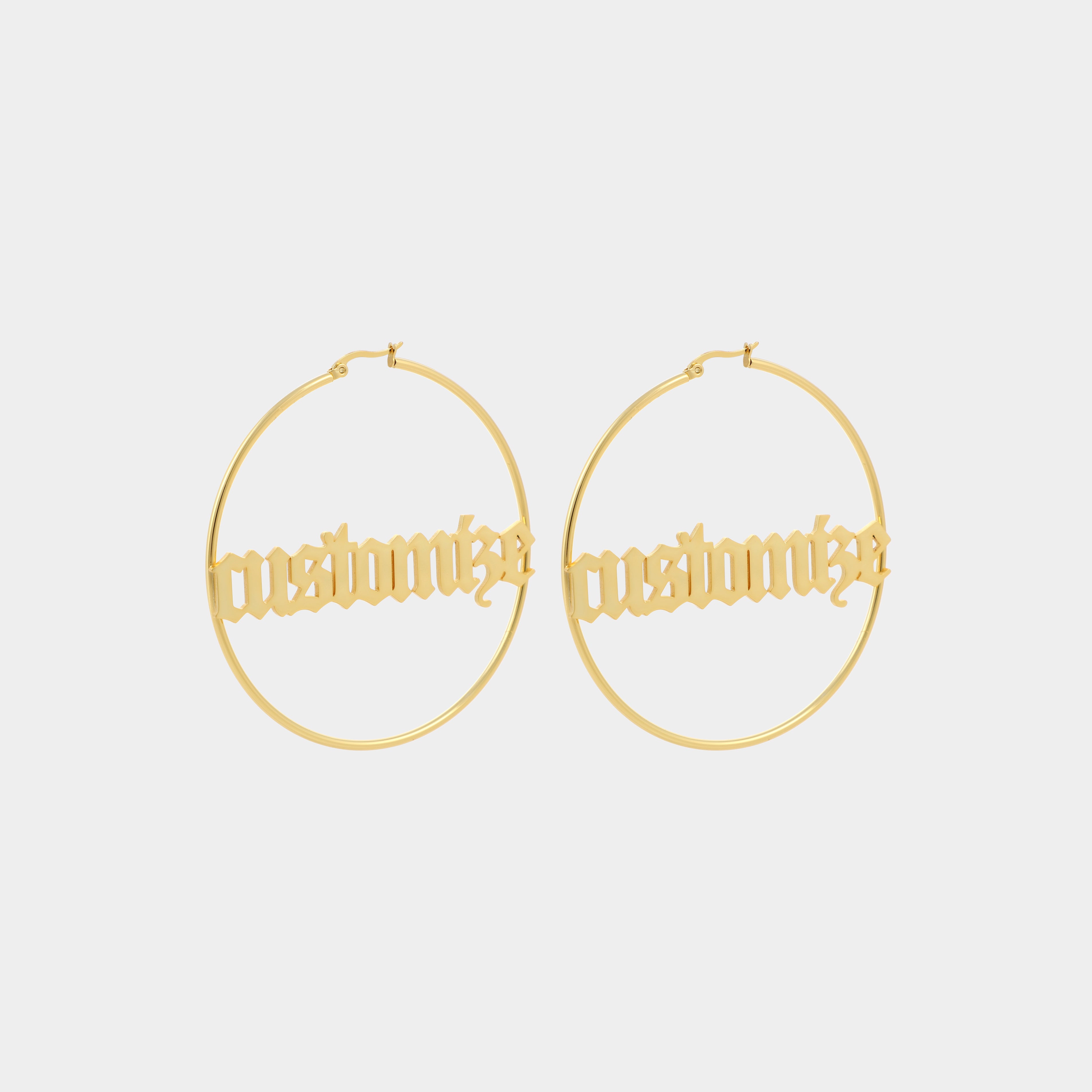 PERSONALIZED HOOP EARRING - Old English