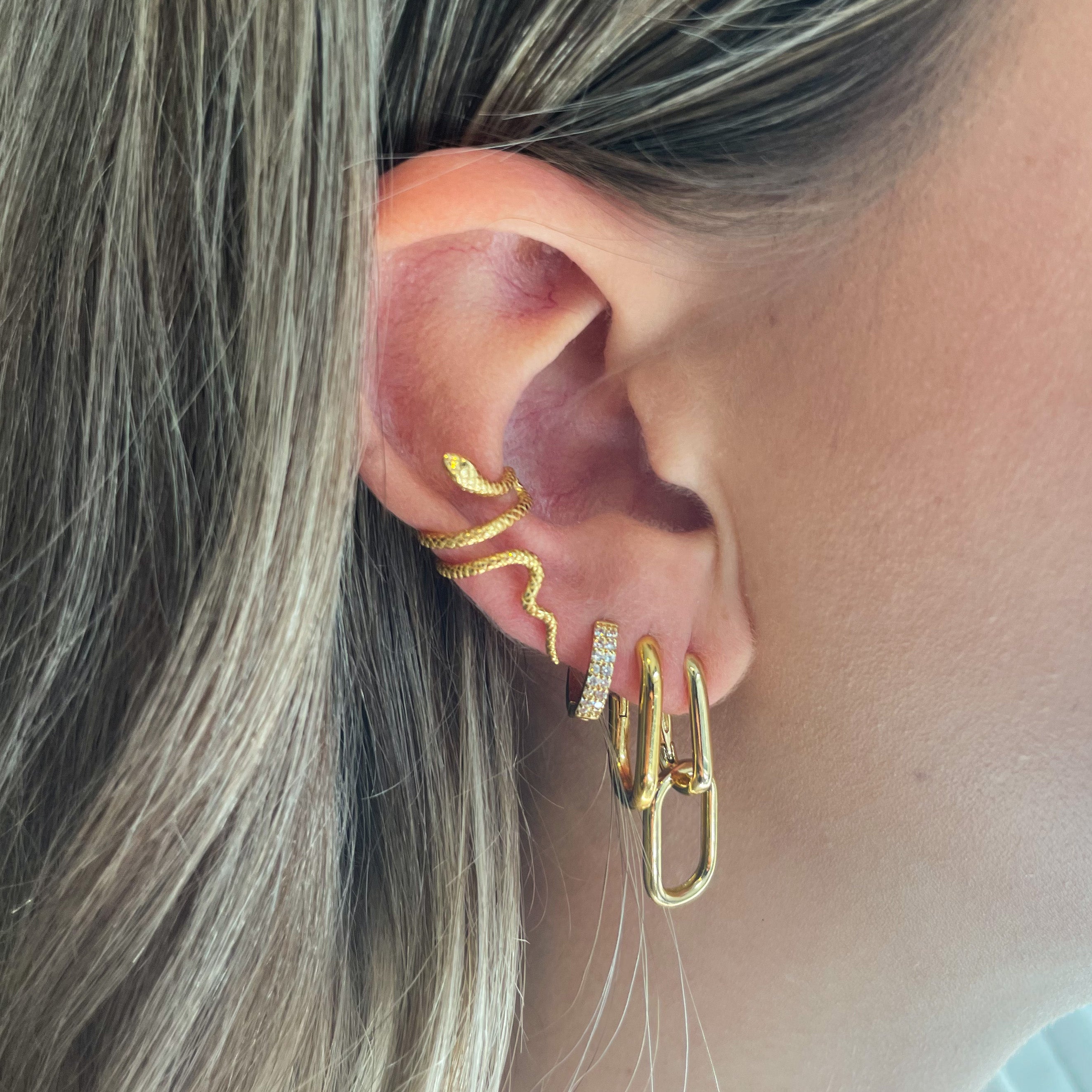 Chunk earring Gold | Snake Ear Cuff